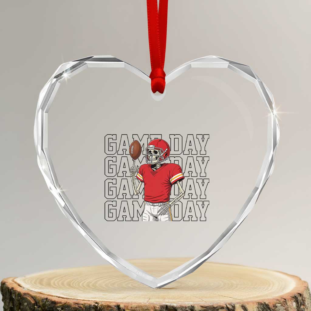 Funny Skeleton Dark Football Heart Crystal Glass Ornament Sport Humor Gift TS12 Transparent Glass 3'' Heart Print Your Wear
