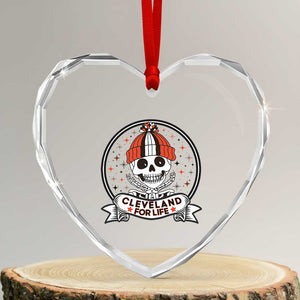 Funny Skeleton Dark Football Lover Heart Crystal Glass Ornament Cleveland For Life TS12 Transparent Glass 3'' Heart Print Your Wear