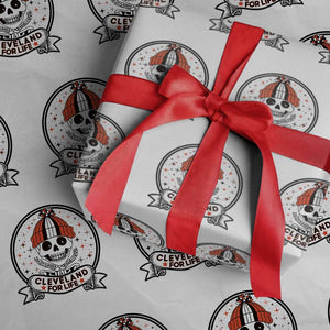 Funny Skeleton Dark Football Lover Wrapping Paper Roll Cleveland For Life TS12 White Print Your Wear