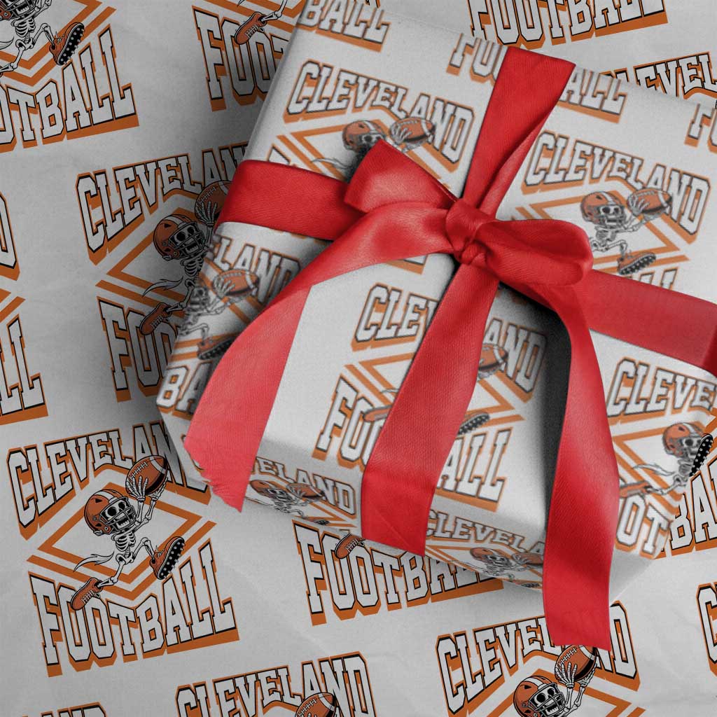 Funny Skeleton Dark Football Wrapping Paper Roll CFBB Fan Gift TS12 White Print Your Wear