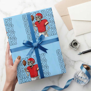 Funny Skeleton Dark Football Wrapping Paper Roll Sport Humor Gift TS12 Light Blue Print Your Wear