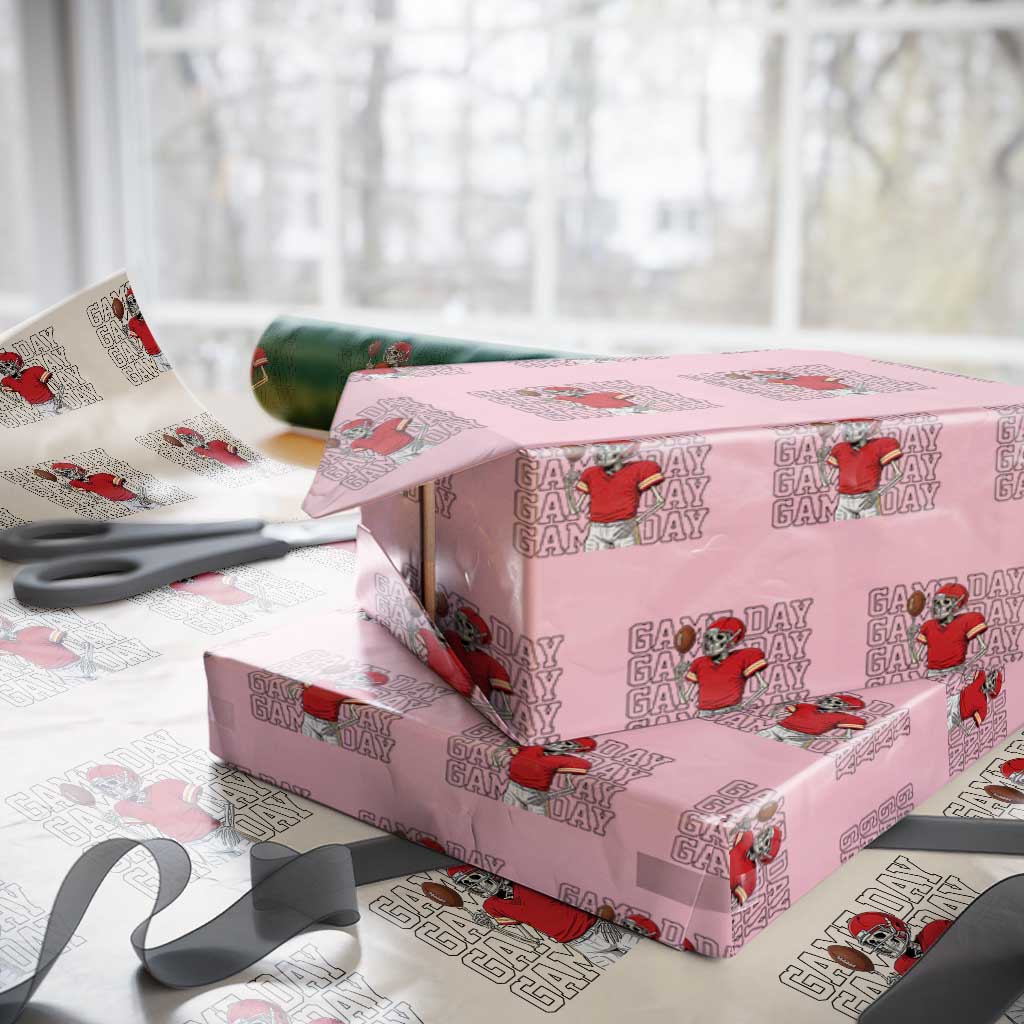 Funny Skeleton Dark Football Wrapping Paper Roll Sport Humor Gift TS12 Light Pink Print Your Wear