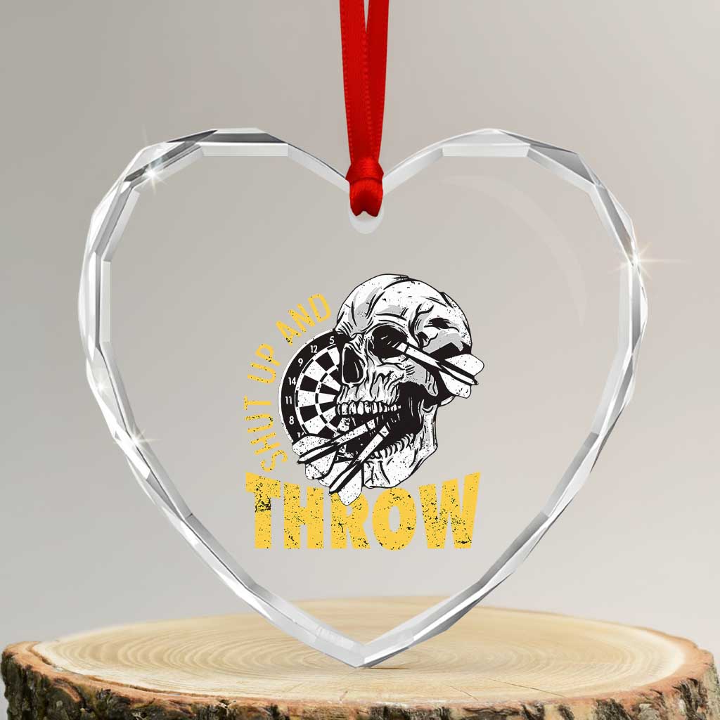 Funny Skeleton Darts Player Heart Crystal Glass Ornament I Suck At Darts TS12 Transparent Glass 3'' Heart Print Your Wear