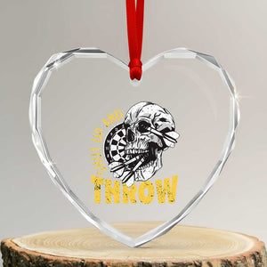 Funny Skeleton Darts Player Heart Crystal Glass Ornament I Suck At Darts TS12 Transparent Glass 3'' Heart Print Your Wear