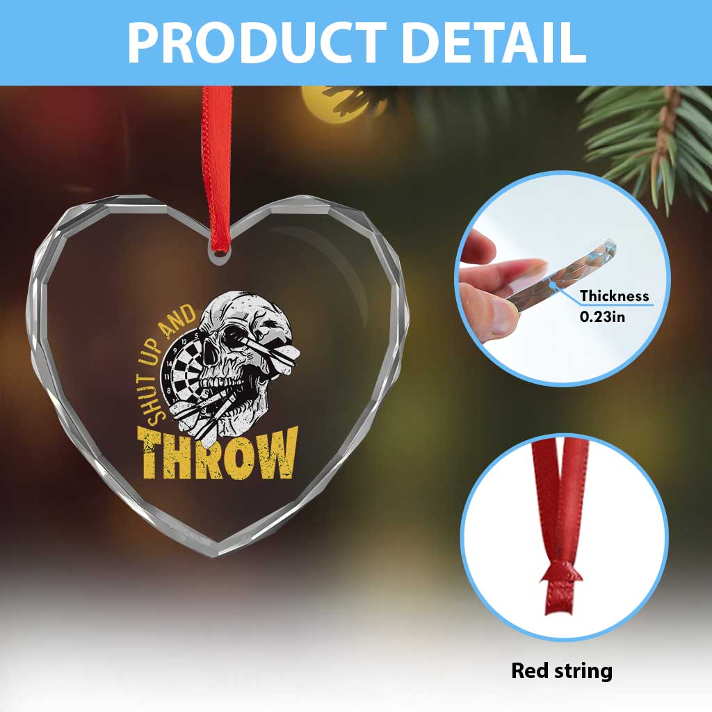 Funny Skeleton Darts Player Heart Crystal Glass Ornament I Suck At Darts TS12 Print Your Wear