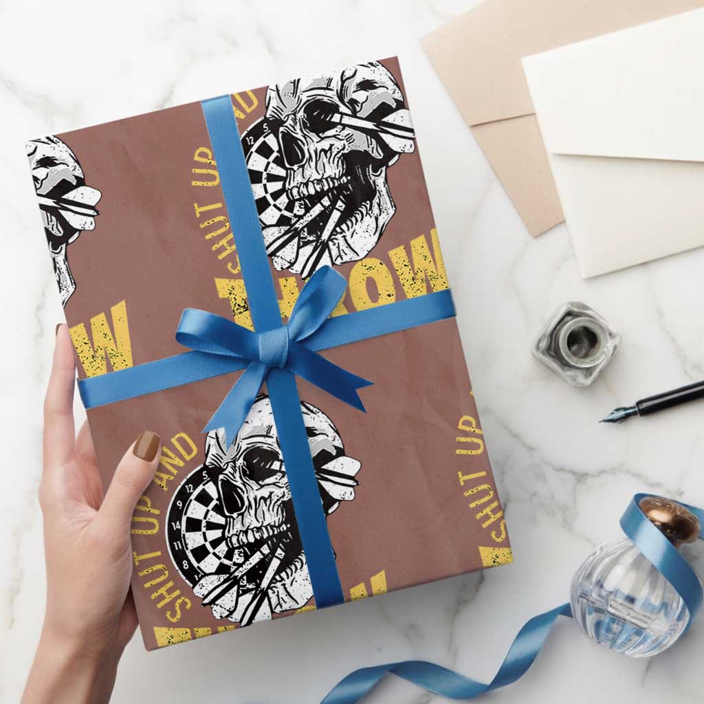 Funny Skeleton Darts Player Wrapping Paper Roll I Suck At Darts TS12 Mocha Print Your Wear