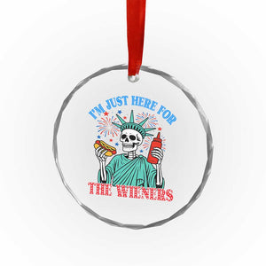 Funny Skeleton Lady Liberty Crystal Glass Ornament I'm Just Here For The Wieners 4th Of July Hot Dog TS02 Print Your Wear