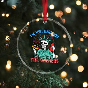 Funny Skeleton Lady Liberty Crystal Glass Ornament I'm Just Here For The Wieners 4th Of July Hot Dog TS02 Print Your Wear