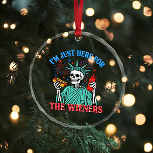 Funny Skeleton Lady Liberty Crystal Glass Ornament I'm Just Here For The Wieners 4th Of July Hot Dog TS02 Print Your Wear