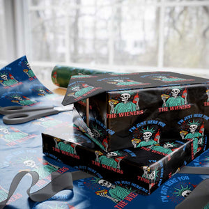 Funny Skeleton Lady Liberty Wrapping Paper Roll I'm Just Here For The Wieners 4th Of July Hot Dog TS02 Black Print Your Wear