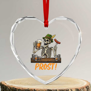 Funny Skeleton Oktoberfest Heart Crystal Glass Ornament Prost Beer Lover Bavarian Gift