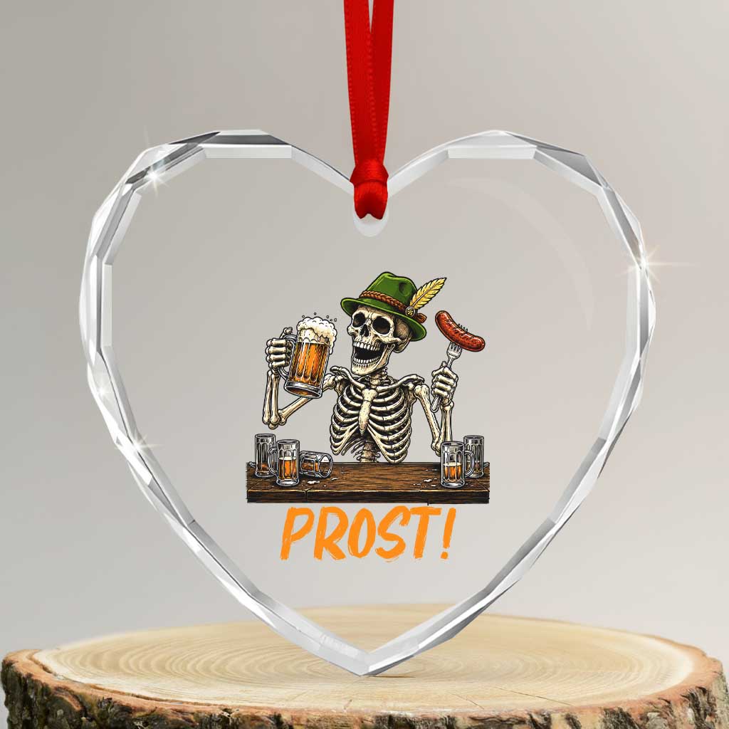 Funny Skeleton Oktoberfest Heart Crystal Glass Ornament Prost Beer Lover Bavarian Gift TS12 Transparent Glass 3'' Heart Print Your Wear