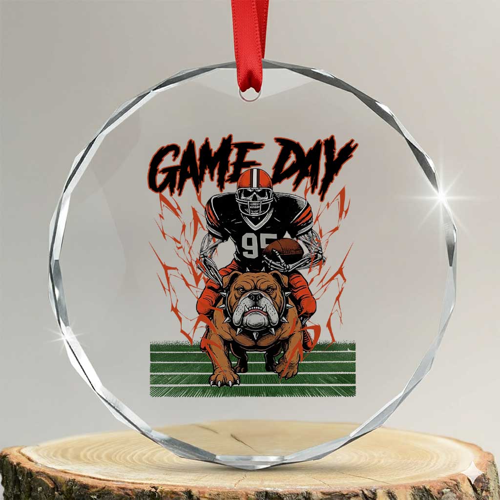 Funny Skeleton Playing Football Crystal Glass Ornament Game Day Gift TS12 Transparent Glass 3'' Circle Print Your Wear