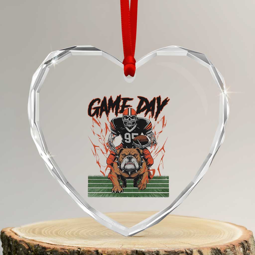 Funny Skeleton Playing Football Heart Crystal Glass Ornament Game Day Gift TS12 Transparent Glass 3'' Heart Print Your Wear