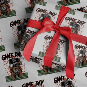 Funny Skeleton Playing Football Wrapping Paper Roll Game Day Gift TS12 White Print Your Wear