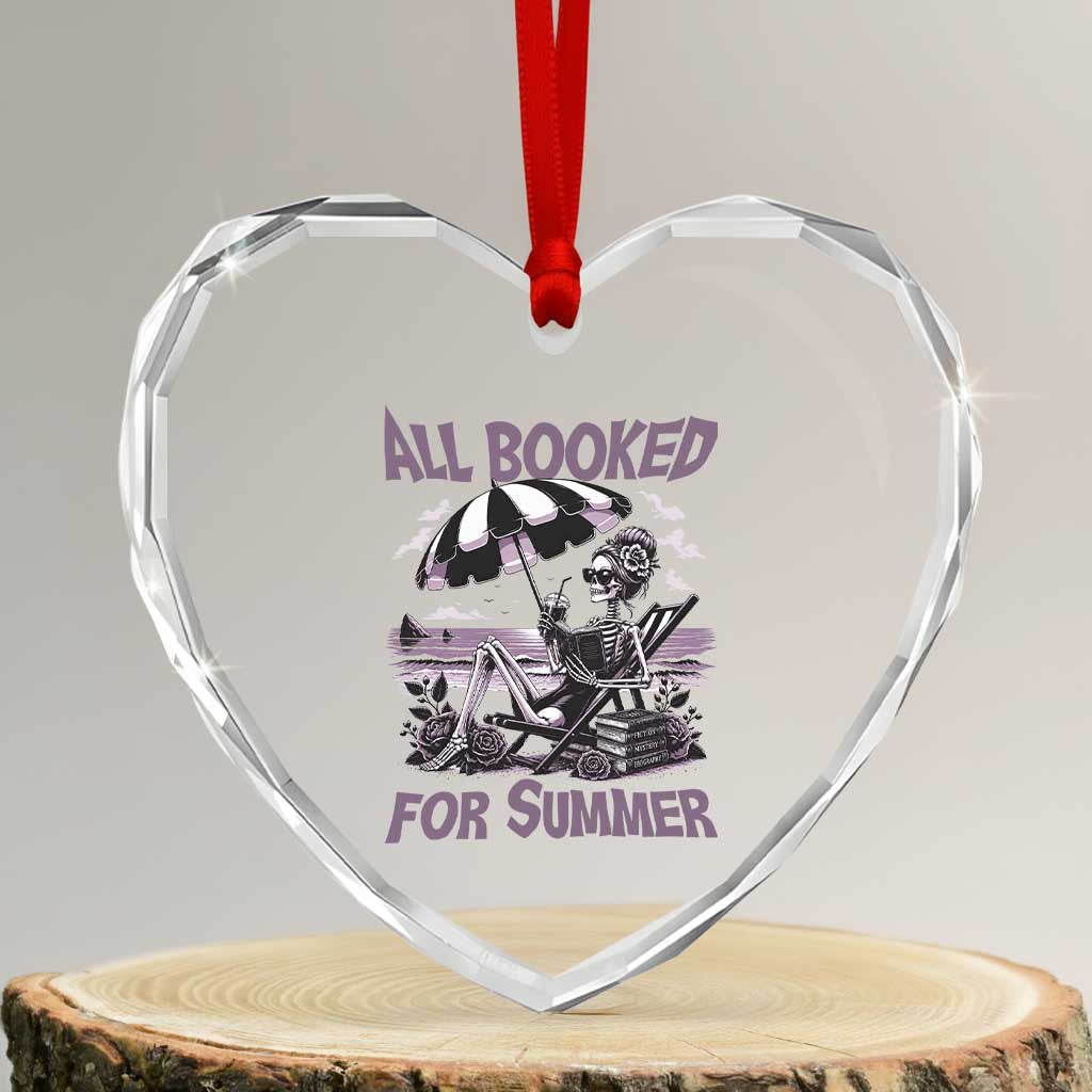 Funny Skeleton Reading At The Beach Heart Crystal Glass Ornament All Booked For Summer TS12 Transparent Glass 3'' Heart Print Your Wear