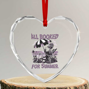 Funny Skeleton Reading At The Beach Heart Crystal Glass Ornament All Booked For Summer TS12 Transparent Glass 3'' Heart Print Your Wear