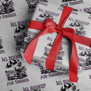 Funny Skeleton Reading At The Beach Wrapping Paper Roll All Booked For Summer TS12 White Print Your Wear