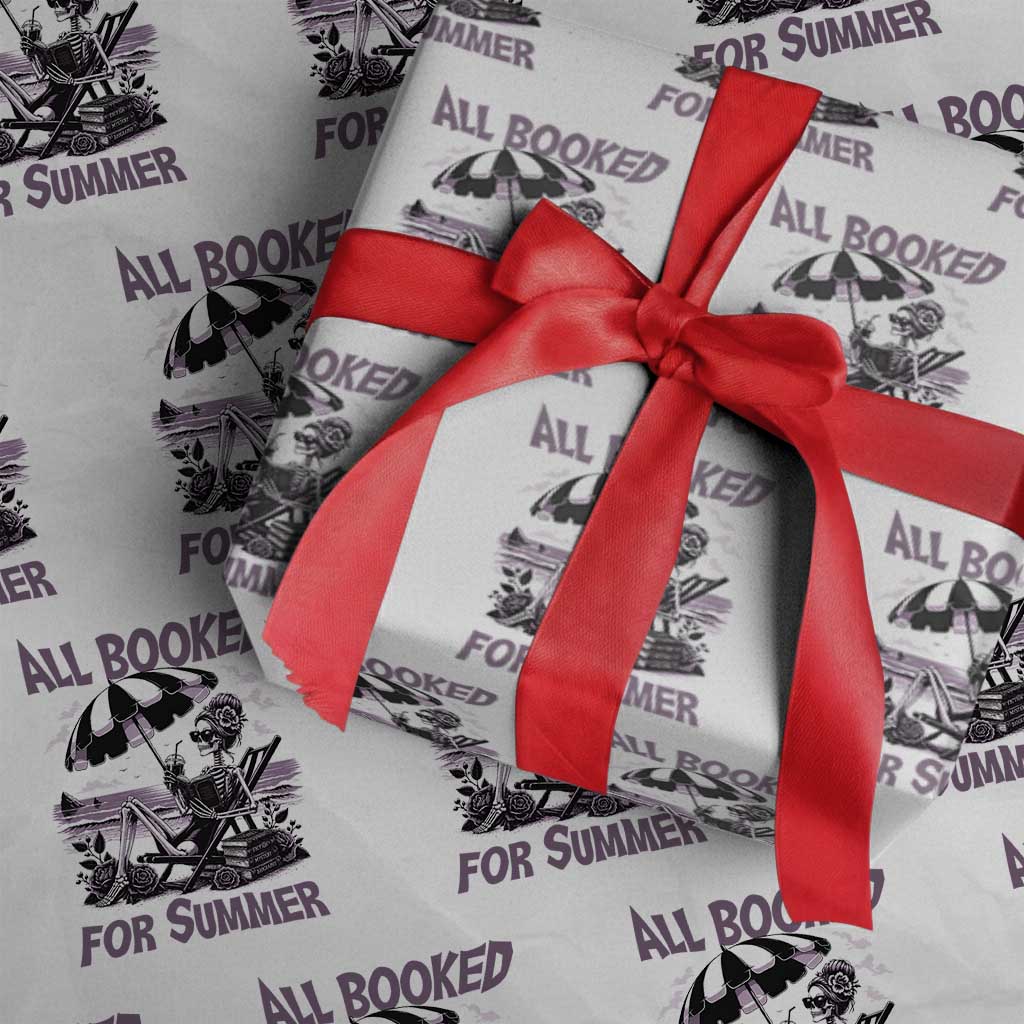Funny Skeleton Reading At The Beach Wrapping Paper Roll All Booked For Summer TS12 White Print Your Wear