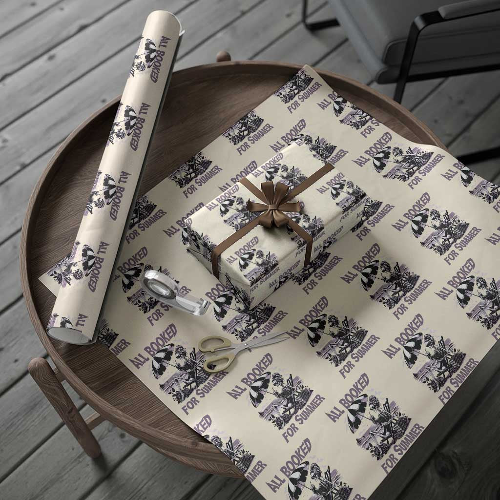 Funny Skeleton Reading At The Beach Wrapping Paper Roll All Booked For Summer TS12 Beige Print Your Wear