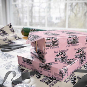 Funny Skeleton Reading At The Beach Wrapping Paper Roll All Booked For Summer TS12 Light Pink Print Your Wear