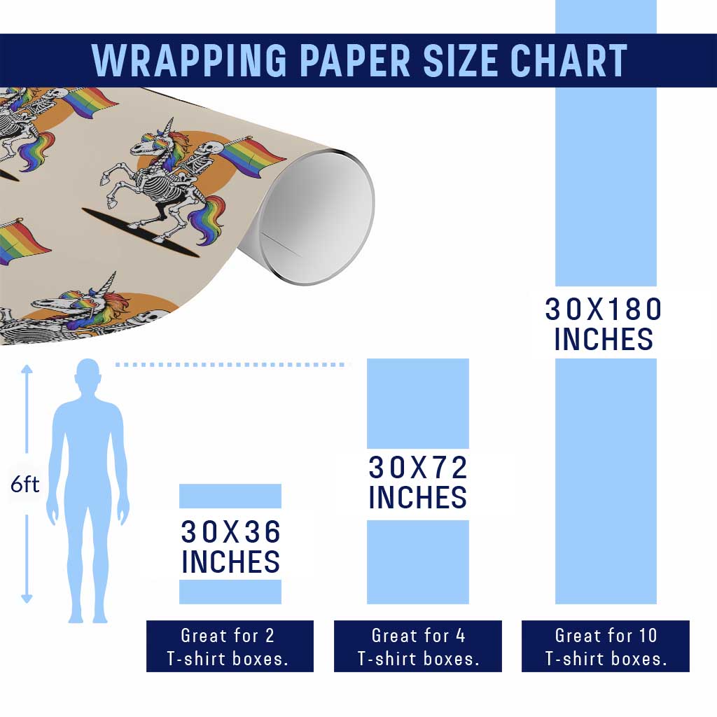 Funny Skeleton Riding Unicorn LGBTQ Pride Wrapping Paper Roll Rainbow Fantasy Graphic