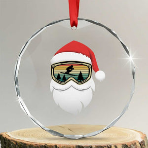 Funny Ski Christmas Winter Sport Skiing Santa Hat Crystal Glass Ornament TS11 Transparent Glass 3'' Circle Print Your Wear