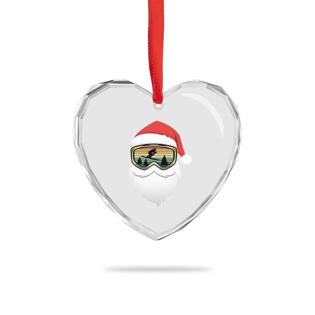 Funny Ski Christmas Winter Sport Skiing Santa Hat Heart Crystal Glass Ornament TS11 Print Your Wear