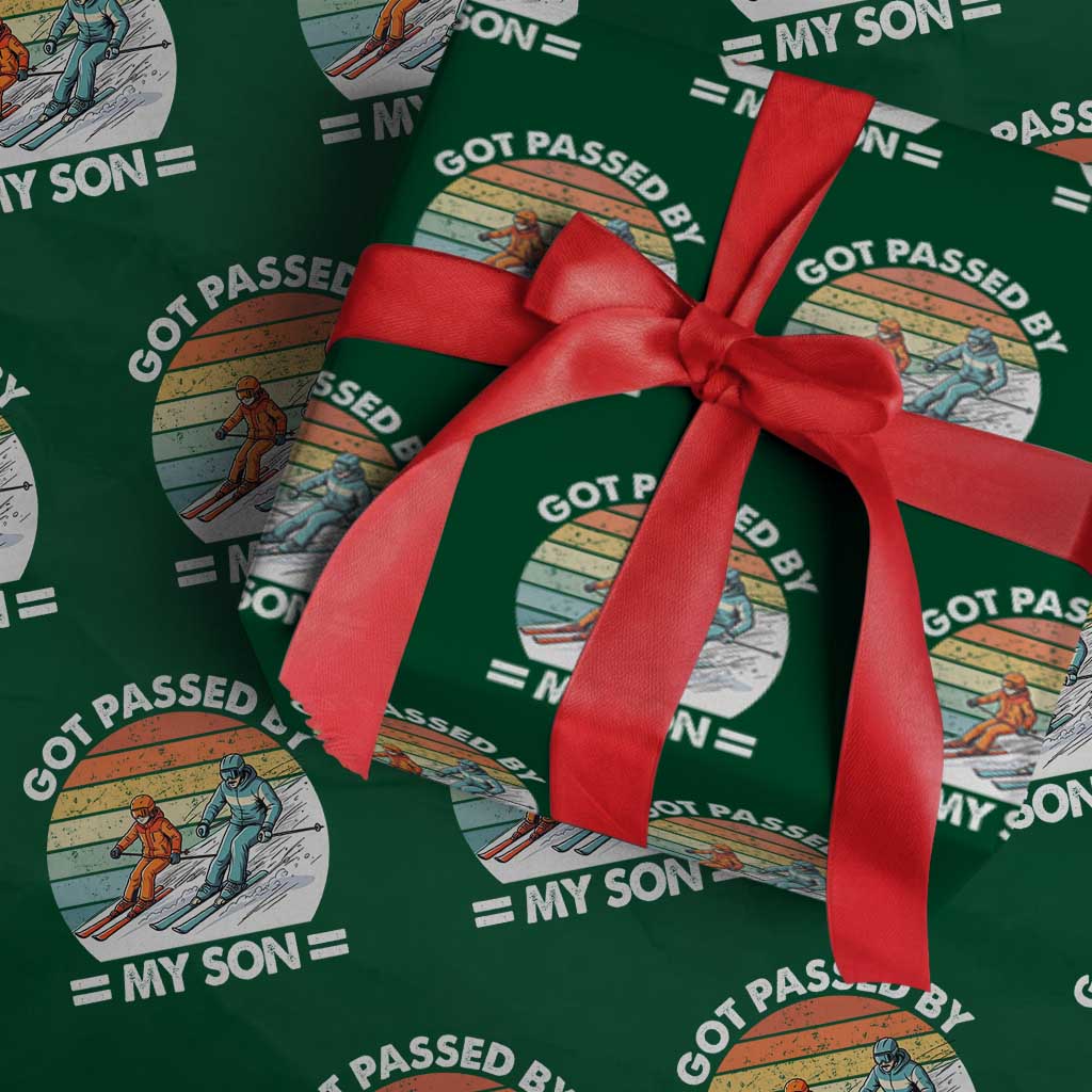 Funny Ski Dad Wrapping Paper Roll Got Passed By My Son Retro Vintage TS11 Green Print Your Wear