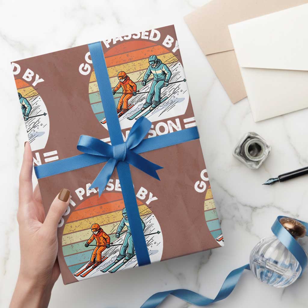 Funny Ski Dad Wrapping Paper Roll Got Passed By My Son Retro Vintage TS11 Mocha Print Your Wear