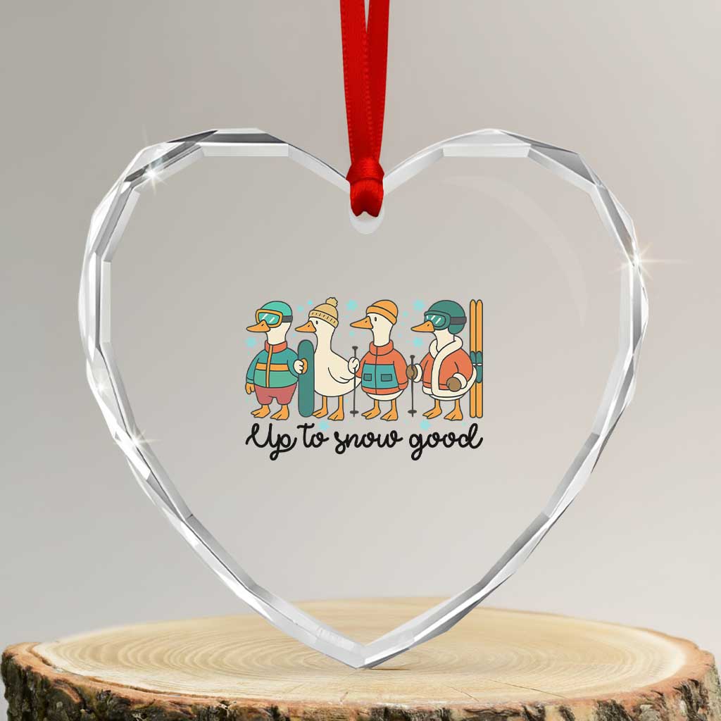 Funny Ski Snowboard Goose Heart Crystal Glass Ornament Up To Snow Good Winter Sport TS11 Transparent Glass 3'' Heart Print Your Wear