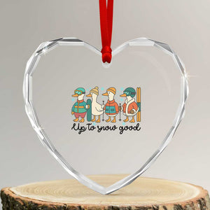 Funny Ski Snowboard Goose Heart Crystal Glass Ornament Up To Snow Good Winter Sport TS11 Transparent Glass 3'' Heart Print Your Wear