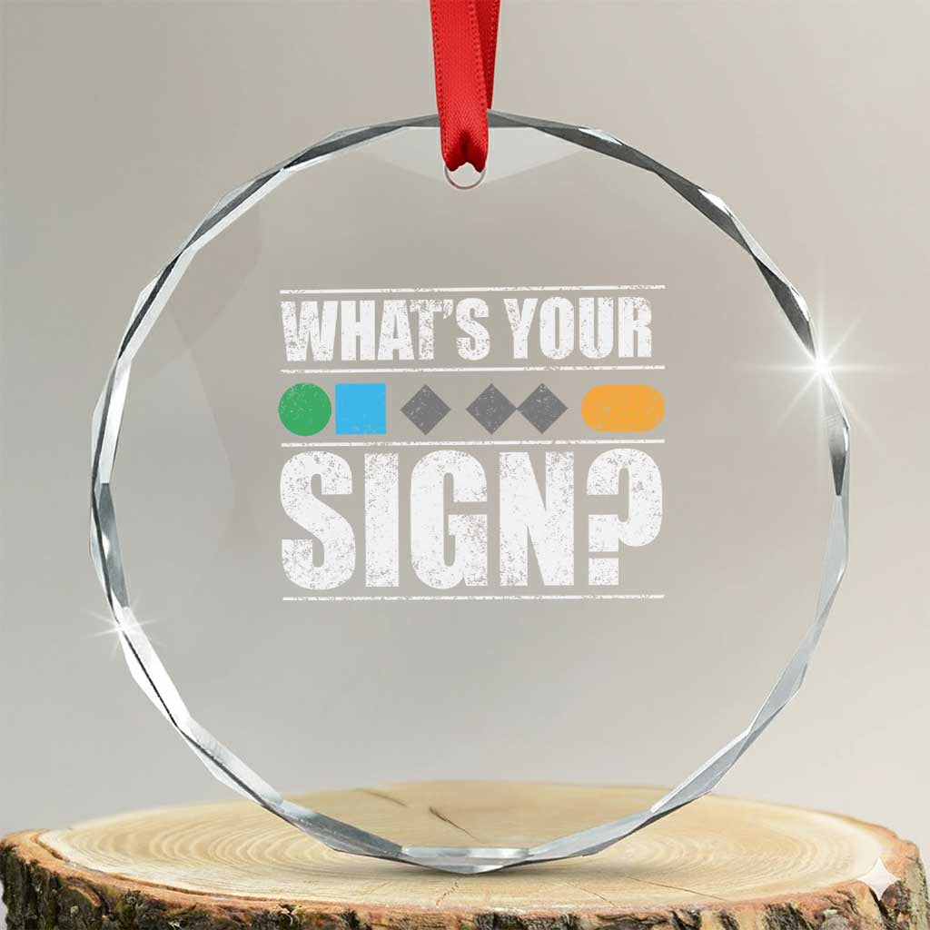 Funny Ski Snowboard Whats Your Sign Crystal Glass Ornament TS11 Transparent Glass 3'' Circle Print Your Wear