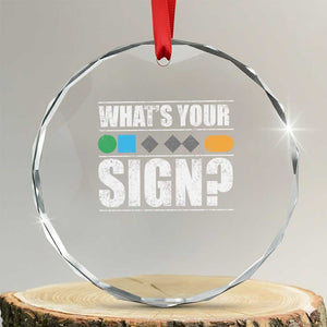 Funny Ski Snowboard Whats Your Sign Crystal Glass Ornament TS11 Transparent Glass 3'' Circle Print Your Wear