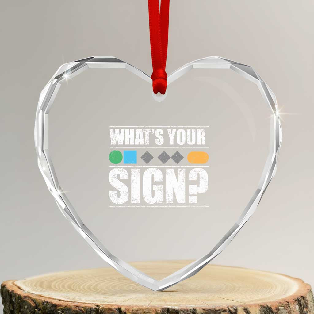 Funny Ski Snowboard Whats Your Sign Heart Crystal Glass Ornament TS11 Transparent Glass 3'' Heart Print Your Wear