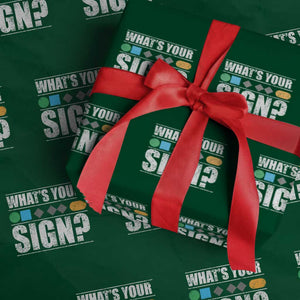 Funny Ski Snowboard Whats Your Sign Wrapping Paper Roll TS11 Green Print Your Wear