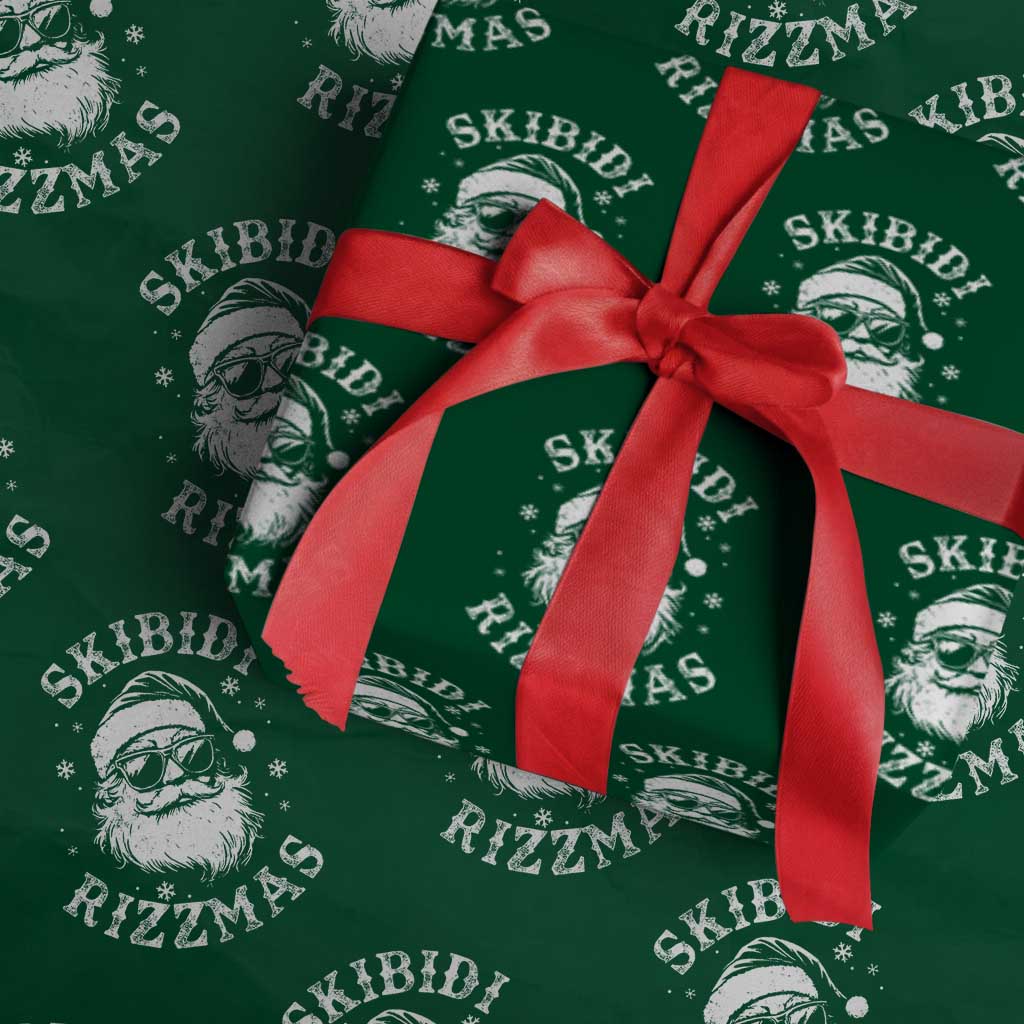 Funny Skibidi Rizzmas Christmas Wrapping Paper Roll Vintage Sigmas Charisma Rizz Cool Santa TS11 Green Print Your Wear