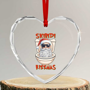 Funny Skibidi Rizzmas Santa Toilet Meme Heart Crystal Glass Ornament TS09 Transparent Glass 3'' Heart Print Your Wear