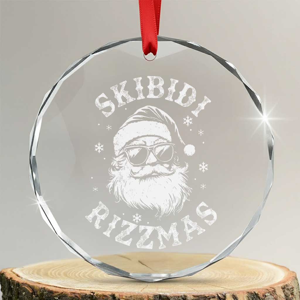 Funny Skibidi Rizzmas Xmas Crystal Glass Ornament Vintage Sigmas Charisma Rizz Cool Santa TS11 Transparent Glass 3'' Circle Print Your Wear