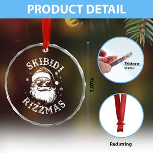 Funny Skibidi Rizzmas Xmas Crystal Glass Ornament Vintage Sigmas Charisma Rizz Cool Santa TS11 Print Your Wear