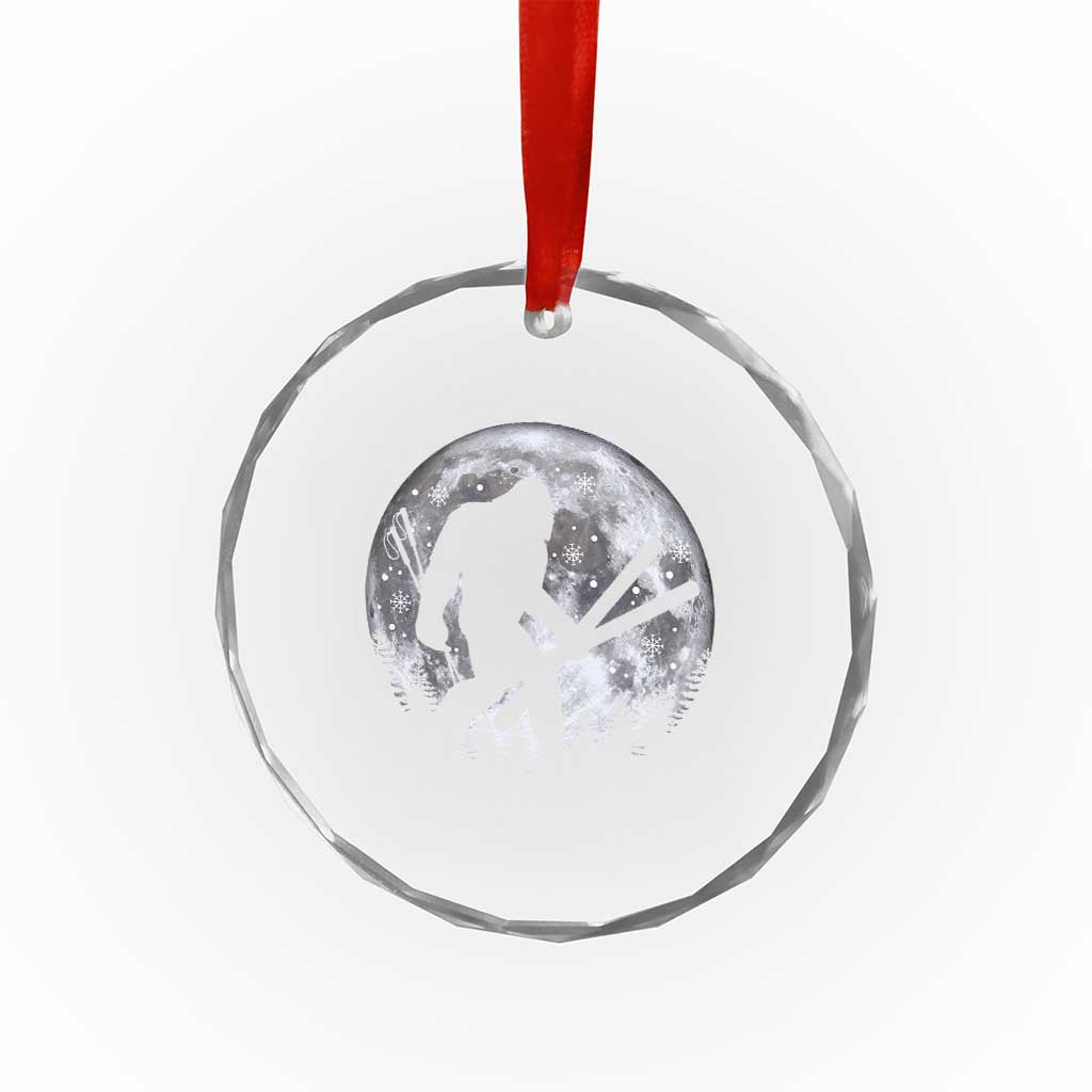 Funny Skiing Bigfoot Ski Winter Sport Moon Crystal Glass Ornament TS11 Print Your Wear