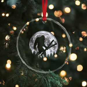 Funny Skiing Bigfoot Ski Winter Sport Moon Crystal Glass Ornament TS11 Print Your Wear