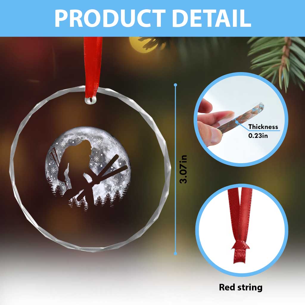 Funny Skiing Bigfoot Ski Winter Sport Moon Crystal Glass Ornament TS11 Print Your Wear
