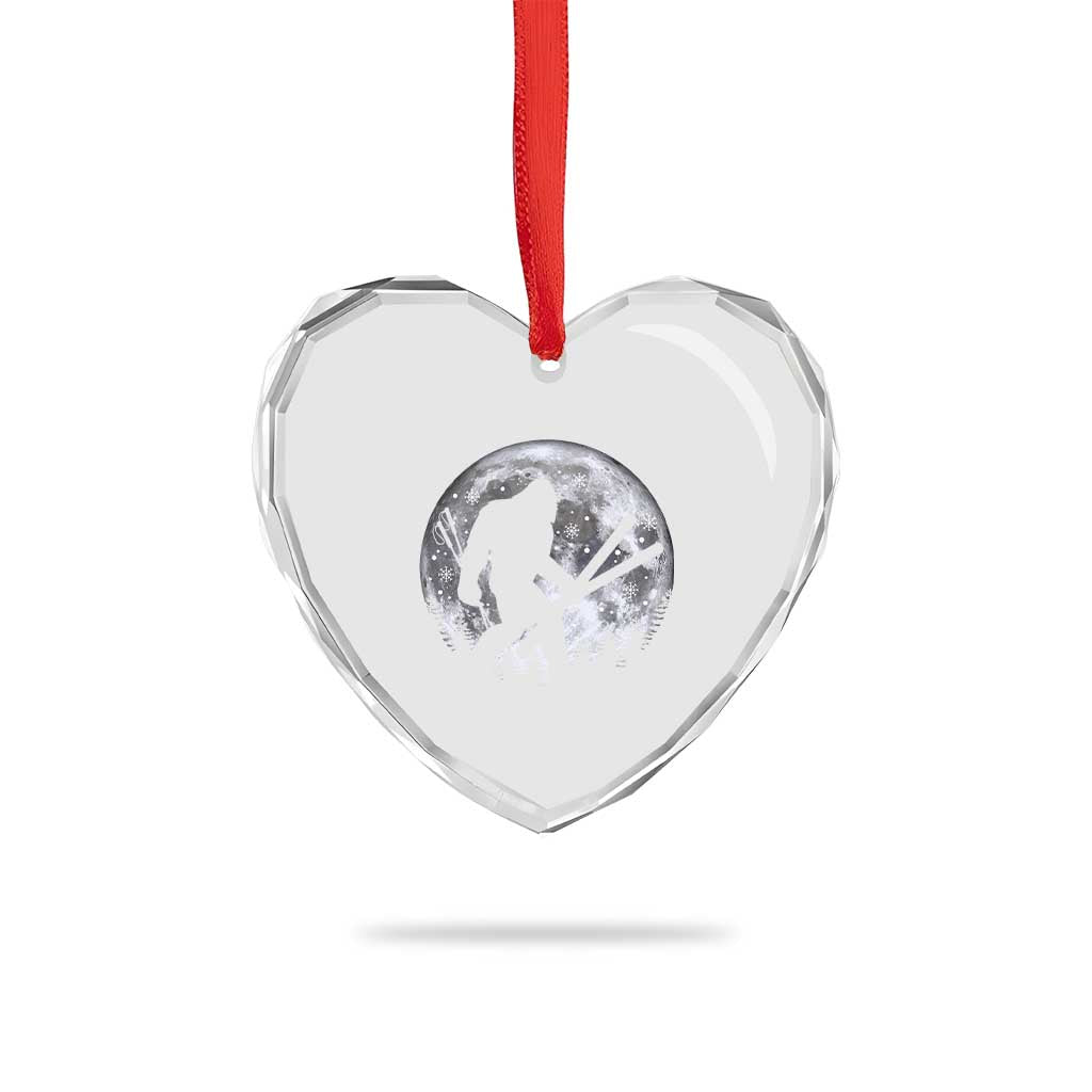 Funny Skiing Bigfoot Ski Winter Sport Moon Heart Crystal Glass Ornament TS11 Print Your Wear