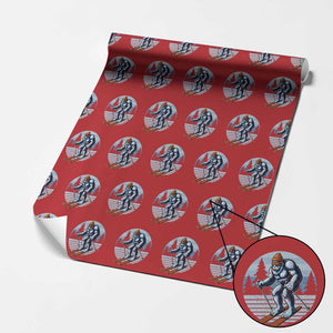 Funny Skiing Bigfoot Ski Winter Sport Yeti Snowboarder Skier Wrapping Paper Roll TS11 Red Print Your Wear