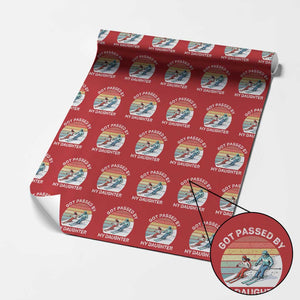Funny Skiing Dad Wrapping Paper Roll Got Passed By My Daughter Retro Vintage TS11 Red Print Your Wear