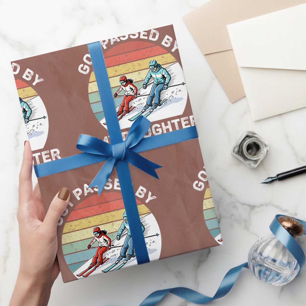 Funny Skiing Dad Wrapping Paper Roll Got Passed By My Daughter Retro Vintage TS11 Mocha Print Your Wear