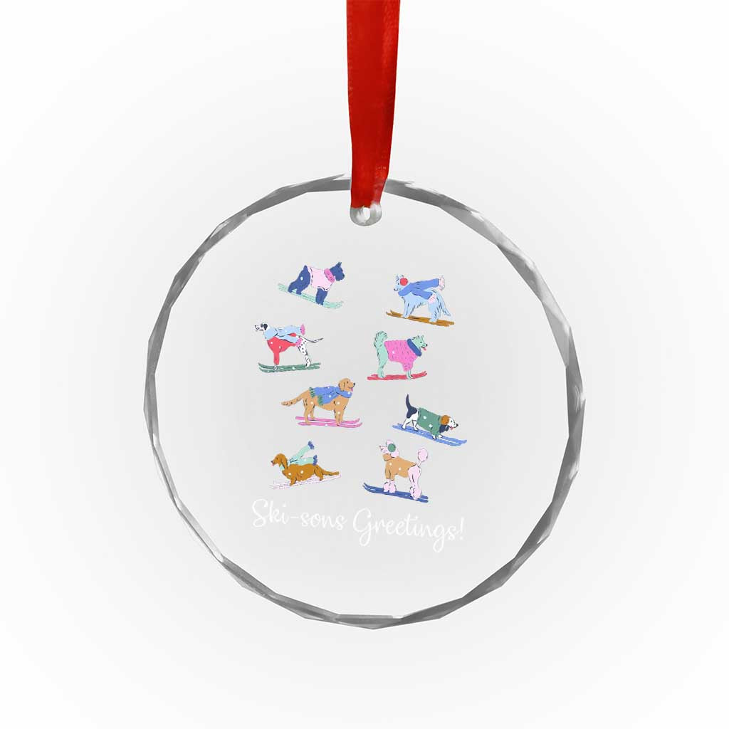 Funny Skiing Dog Crystal Glass Ornament Ski Sons Greetings Ski Winter Sport TS11 Print Your Wear