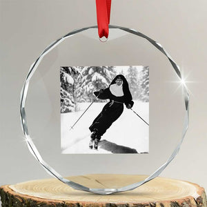 Funny Skiing Nun Graphics Photo Skier Winter Sport Crystal Glass Ornament TS11 Transparent Glass 3'' Circle Print Your Wear