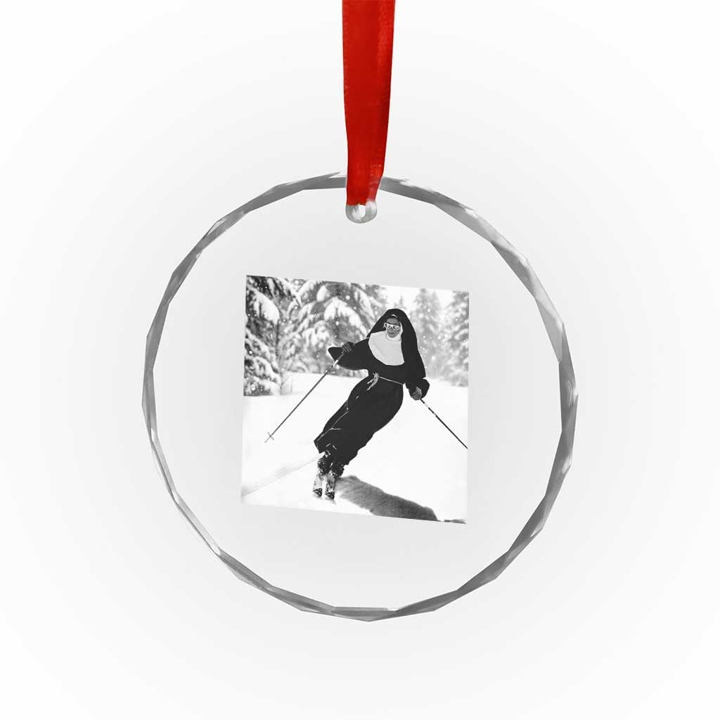 Funny Skiing Nun Graphics Photo Skier Winter Sport Crystal Glass Ornament TS11 Print Your Wear